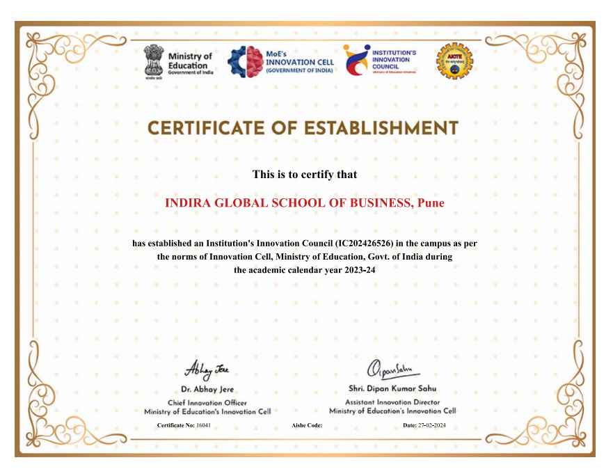 IGSB IIC Establishment Certificate